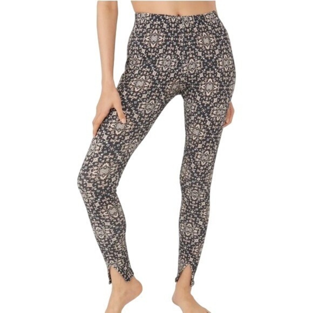 Intimately Free People Medallion Leggings Black Tan Split Hem Large